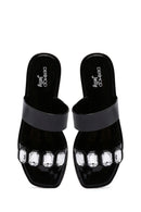 Women's Black Jelly Stone Slippers | Derimod