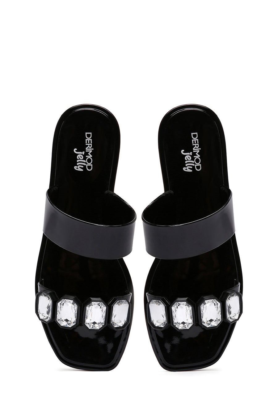 Women's Black Jelly Stone Slippers