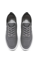 Erkek Gri Bağcıklı Deri Sneaker | Derimod