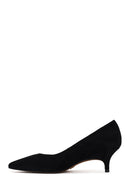 Woman Black Short Thin-Heeled Suede Stiletto | Derimod