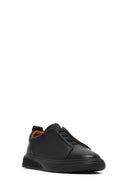 Men's Black Thick-Soled Leather Sneaker | Derimod