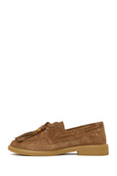 Women's Tan Tassel Suede Leather Loafer | Derimod