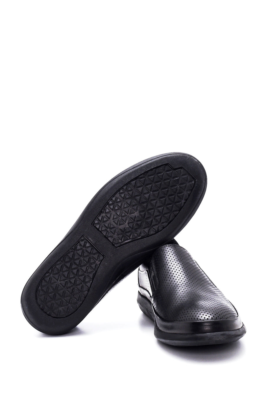 Erkek Siyah Deri Delikli Spor Loafer