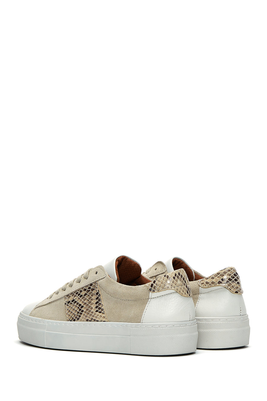 Kadın Vizon Deri Desenli Sneaker