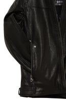 Towns Men Black Slim-Fit Short Leather Jacket | Derimod