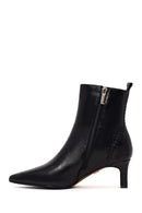 Woman Black Short-Heeled Zip Closure Leather Boots | Derimod