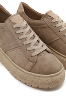 Kadın Bej Bağcıklı Süet Deri Sneaker | Derimod