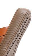 Women's Orange Thick Soled Leather Slippers | Derimod