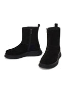 Woman Black Zip Closure Thick-Soled Suede Boots | Derimod