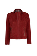 Lara Woman Burgundy Short Suede Jacket | Derimod