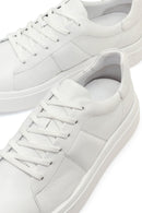 Men's White Lace-up Thick-Sole Leather Sneaker | Derimod