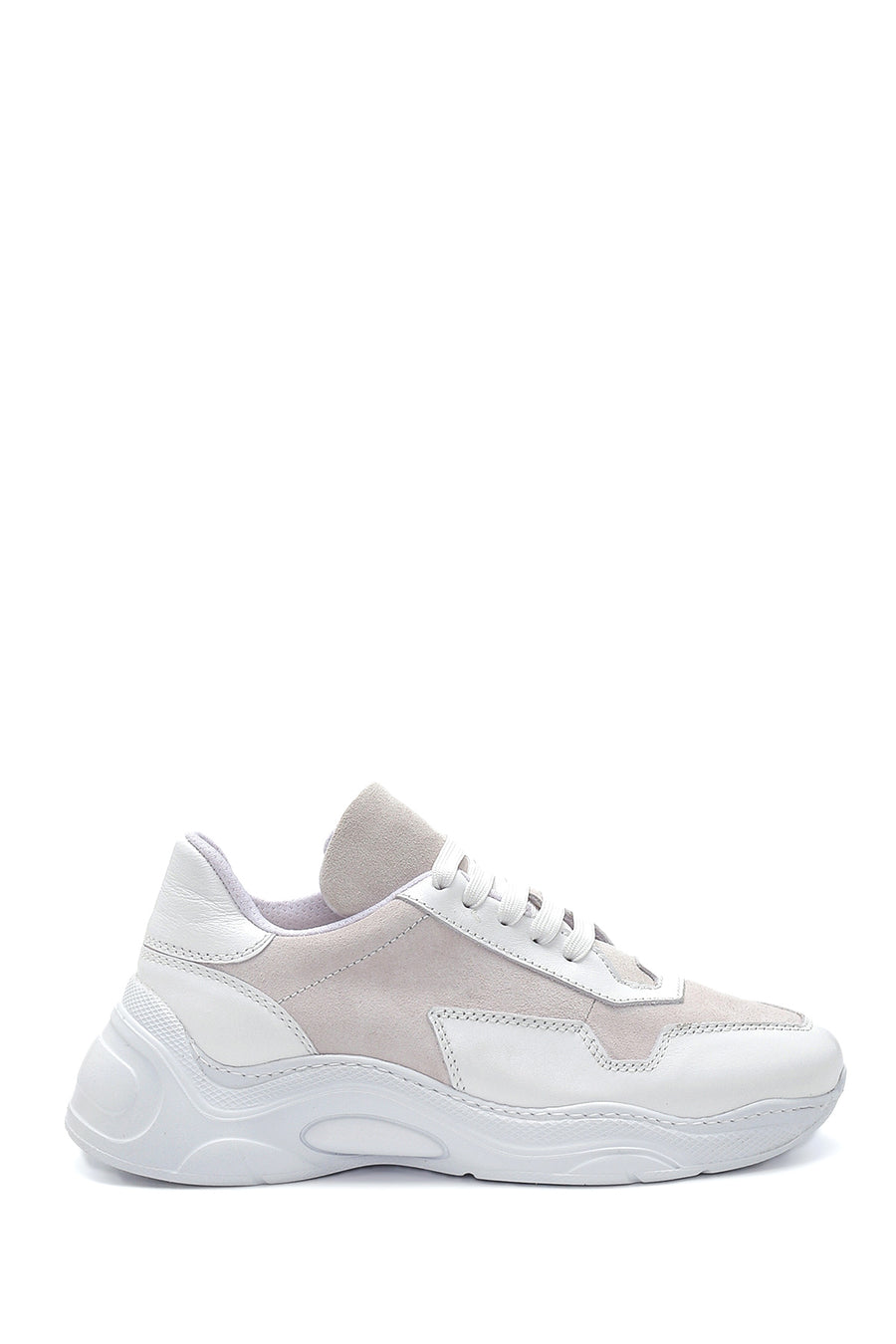 Kadın Beyaz Deri Yüksek Taban Sneaker 22SFD140414 | Derimod