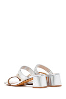 Woman Bronze Short Thick Heel Metallic Slippers | Derimod
