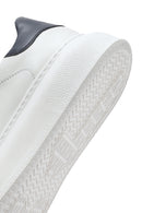 Men's White Lace-up Thick-Sole Leather Sneaker | Derimod