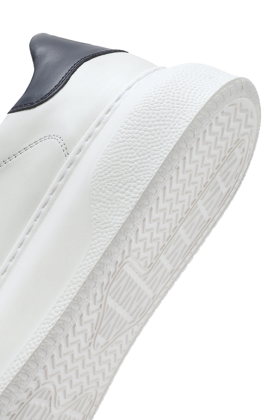 Men's White Lace-up Thick-Sole Leather Sneaker
