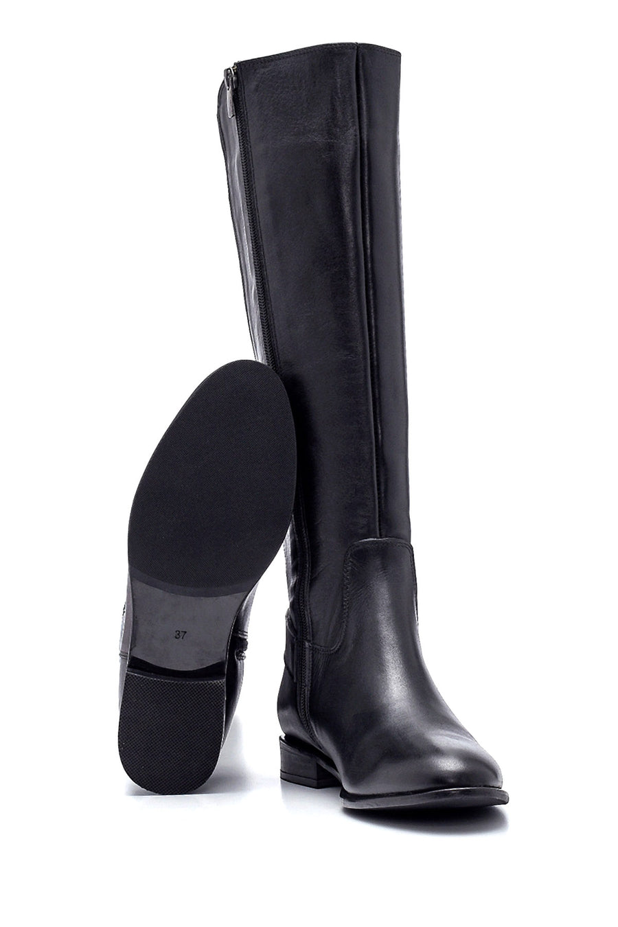 Women's Leather Buckle Detailed Boots