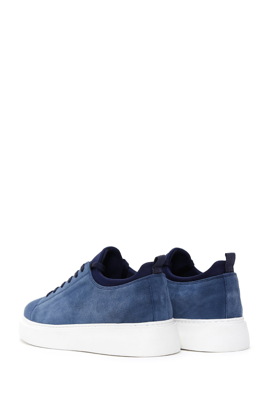 Erkek Mavi Süet Deri Kalın Tabanlı Sneaker
