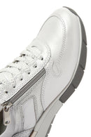 Women's White Lace-Up Side Zipper Leather Sneaker | Derimod