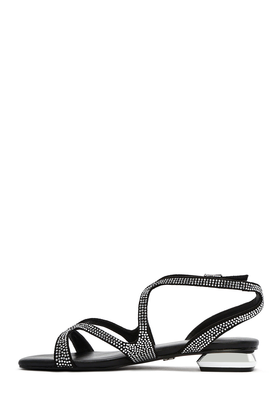 Women's Black Stone Buckle Sandals
