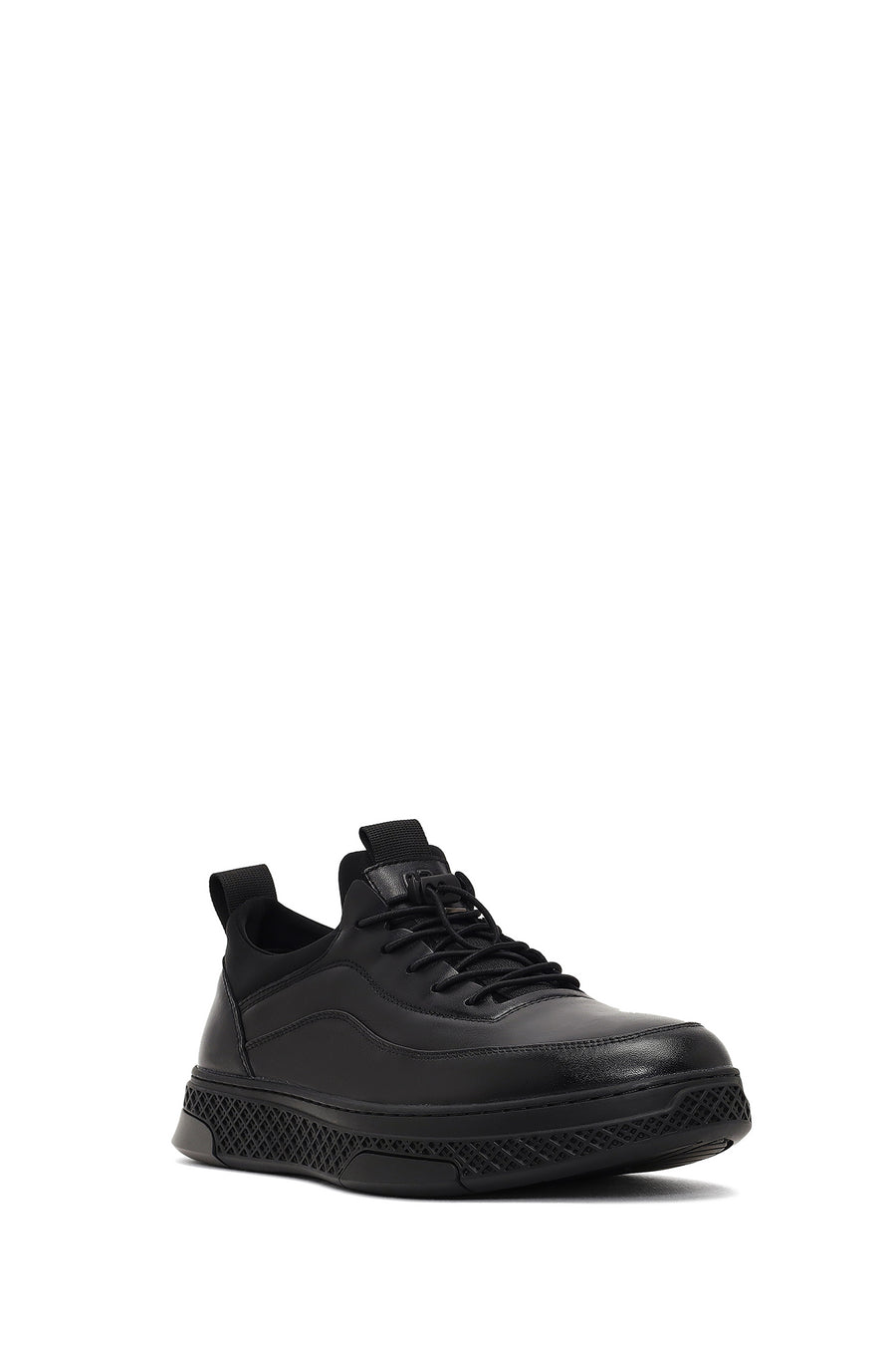 Erkek Siyah Kalın Tabanlı Deri Sneaker