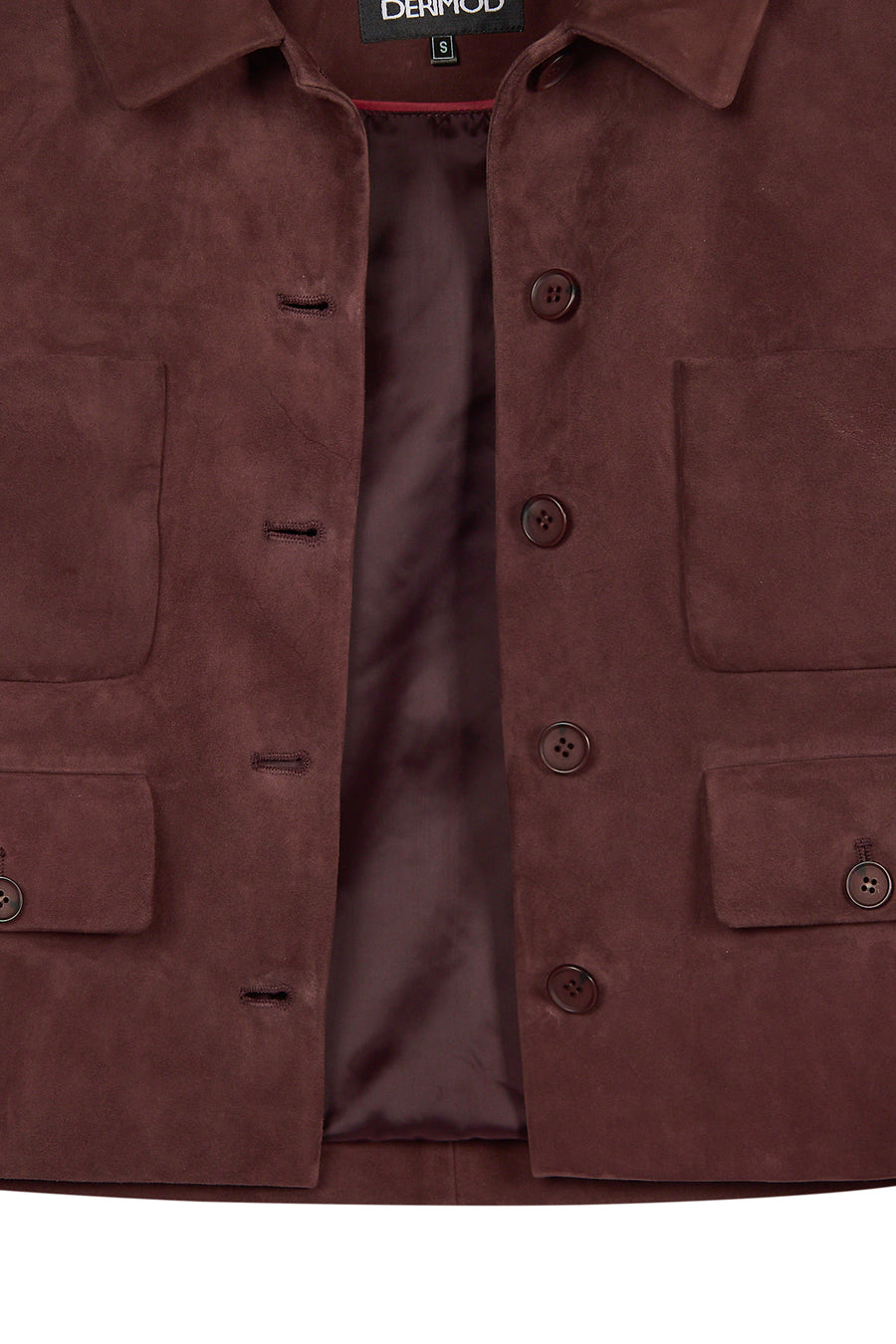 Cassandra Kadın Bordo Slim-Fit Süet Deri Ceket