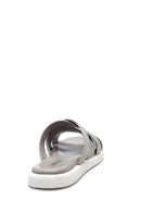 Women's Gray Leather Comfort Slippers | Derimod