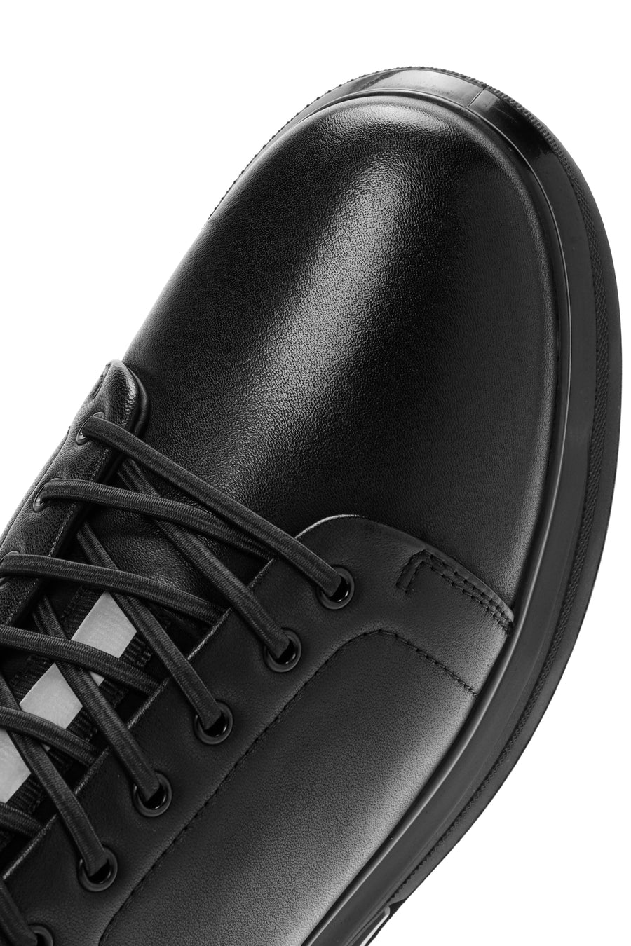 Erkek Siyah Bağcıklı Deri Sneaker