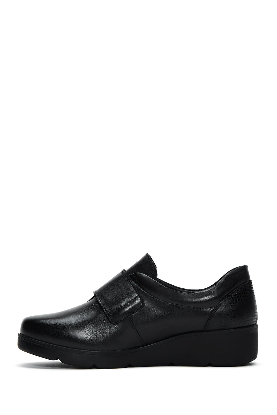 Women's Black Leather Comfort Shoes