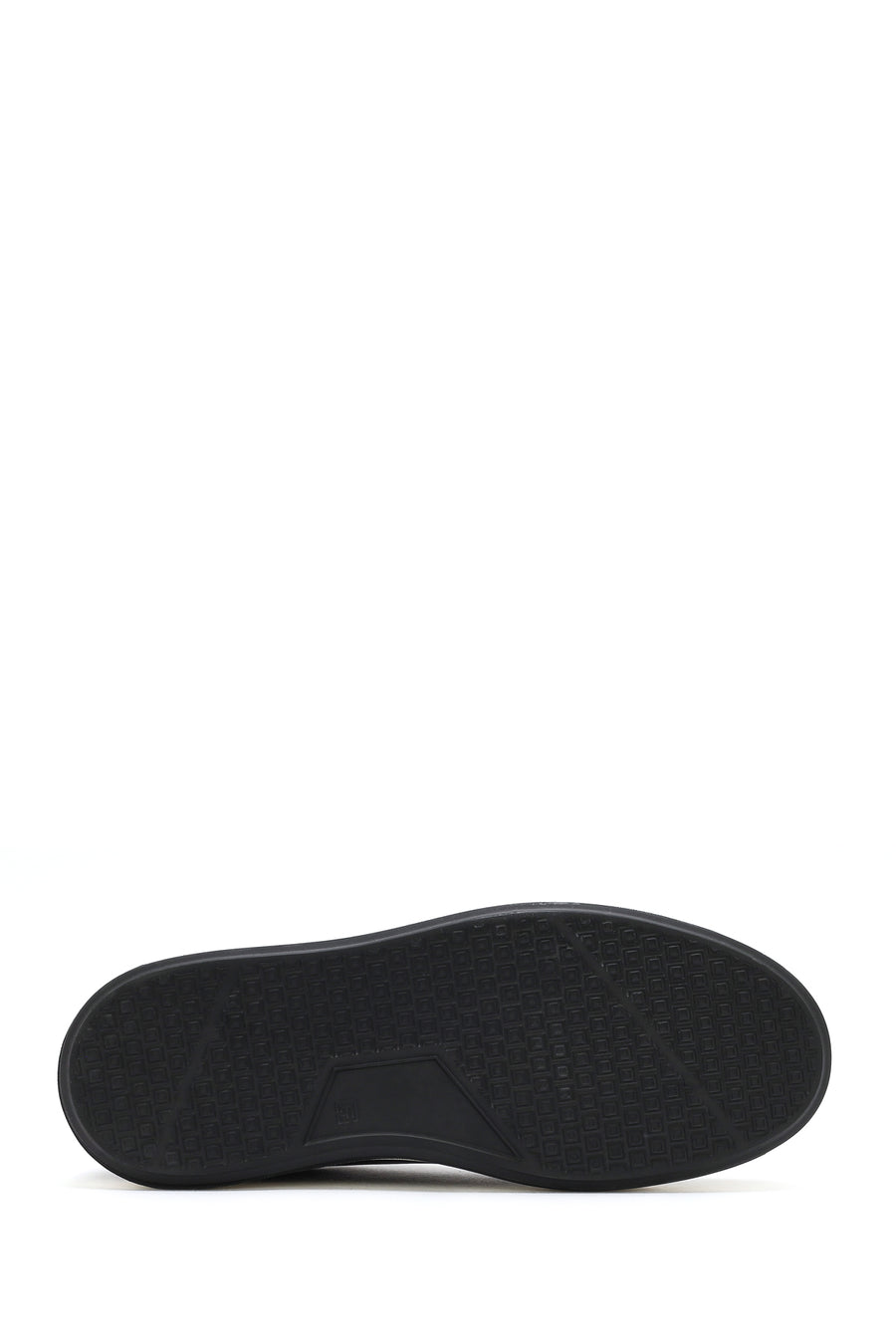 Erkek Siyah Kalın Tabanlı Bağcıklı Deri Sneaker