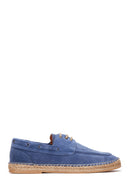 Men's Blue Suede Leather Espadrilles | Derimod