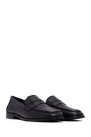 Woman Black Leather Loafers | Derimod