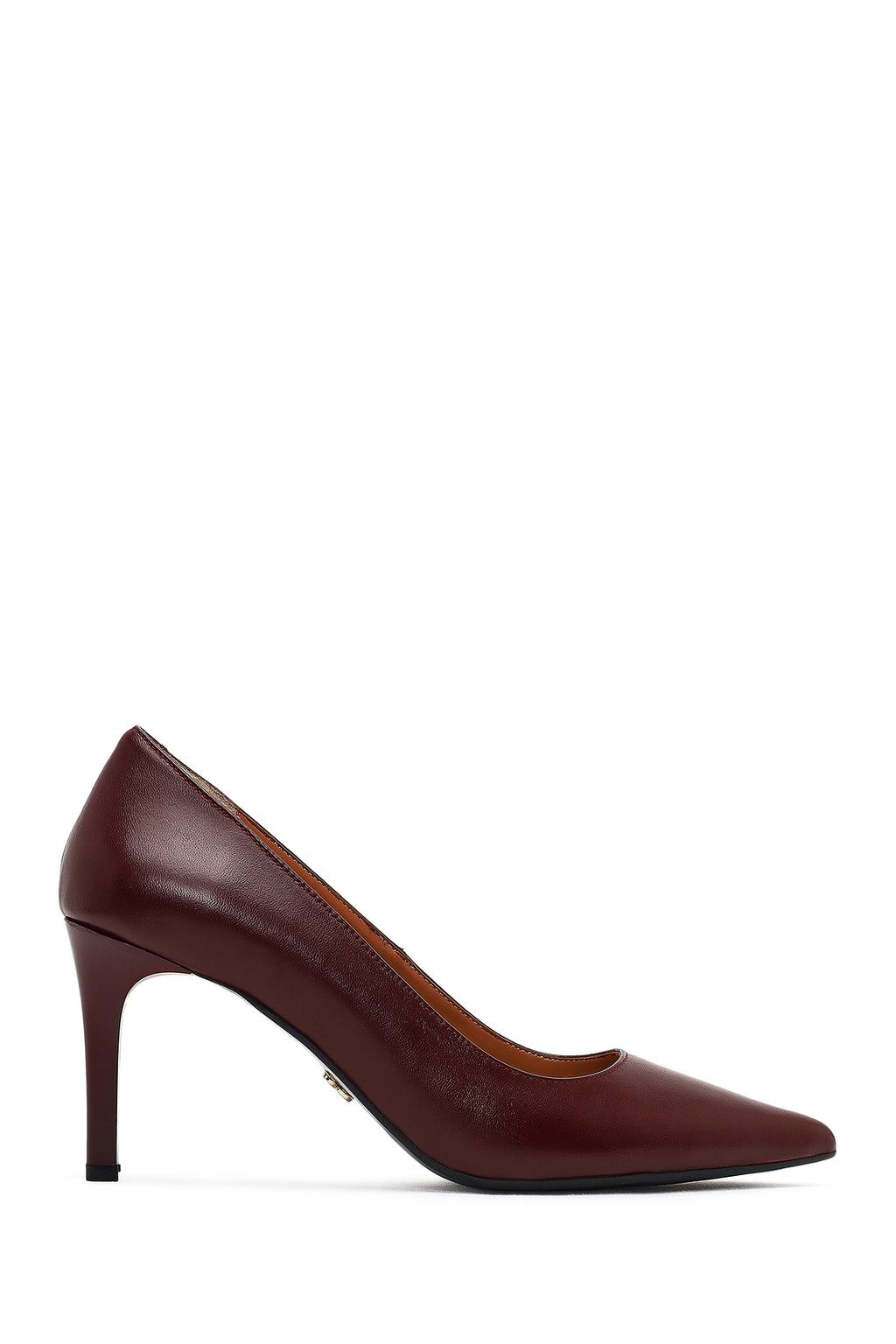Kadın Bordo İnce Topuklu Deri Stiletto