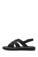 Women's Black Buckled Leather Sandals | Derimod