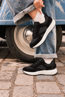 Woman Black Lace-up Thick-Soled Leather Sneaker | Derimod