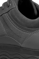 Geox Men's Grey Spherica Lace-Up Leather Sneakers | Derimod