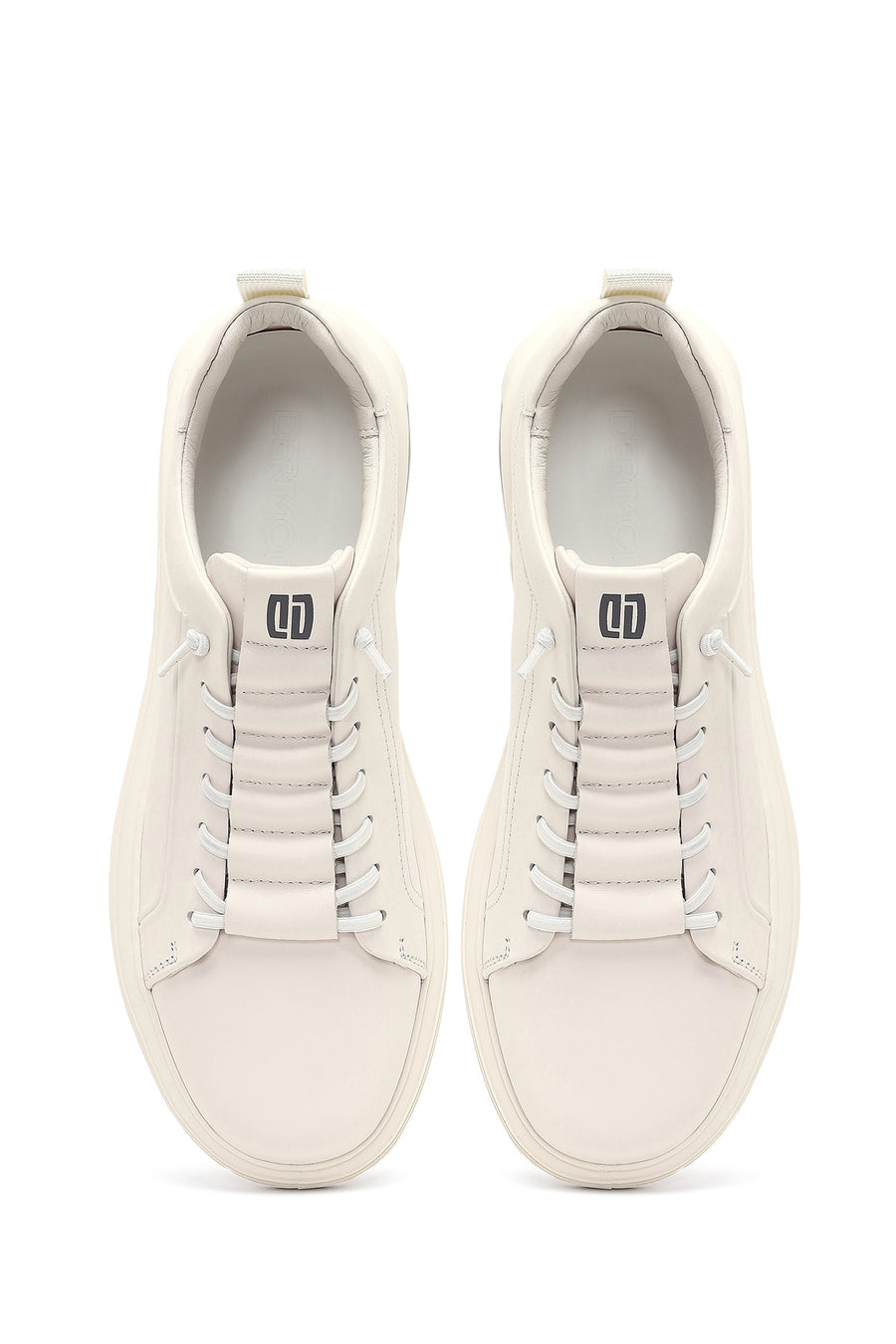 Erkek Beyaz Bağcıklı Deri Sneaker