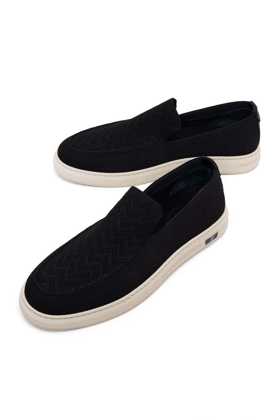 Male Black Patterned Fabric Loafer