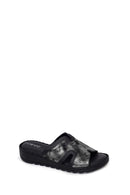 Woman Black Leather Comfort Slipper | Derimod