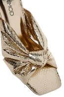 Women's Gold Transparent Thick Heeled Metallic Slippers | Derimod