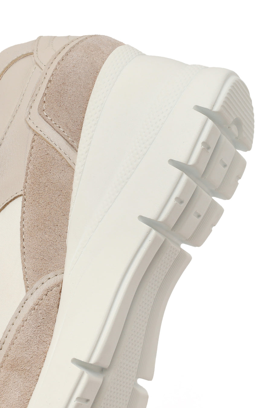 Woman Beige Lace-Up Wedge-Heel Suede Leather Sneaker