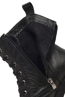 Woman Black Zip Closure Thick-Heeled Leather Boots | Derimod