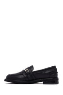Kadın Siyah Tokalı Deri Maskülen Loafer | Derimod