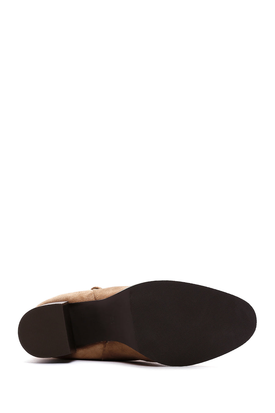 Women's Tan Suede Leather Heeled Boots