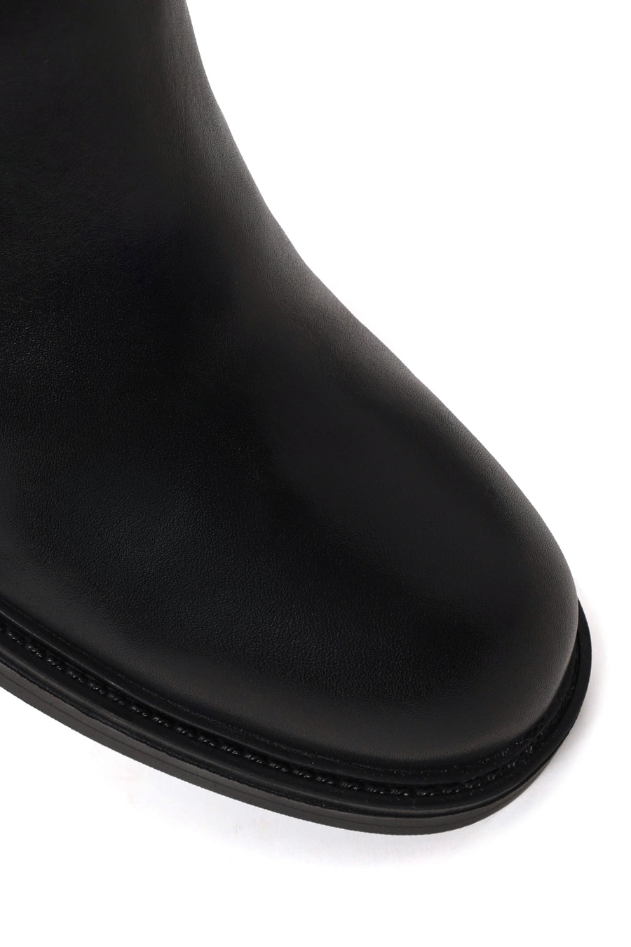 Woman Black Zip Closure Chunky Heeled Leather Boots