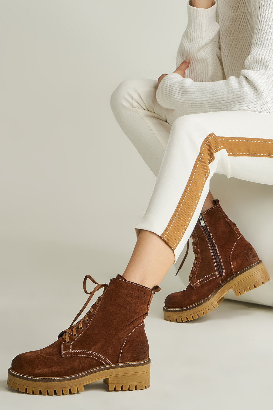 Lace-Up Women's Suede Boots