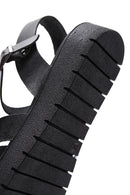 Women's Black Leather Bodrum Sandals | Derimod