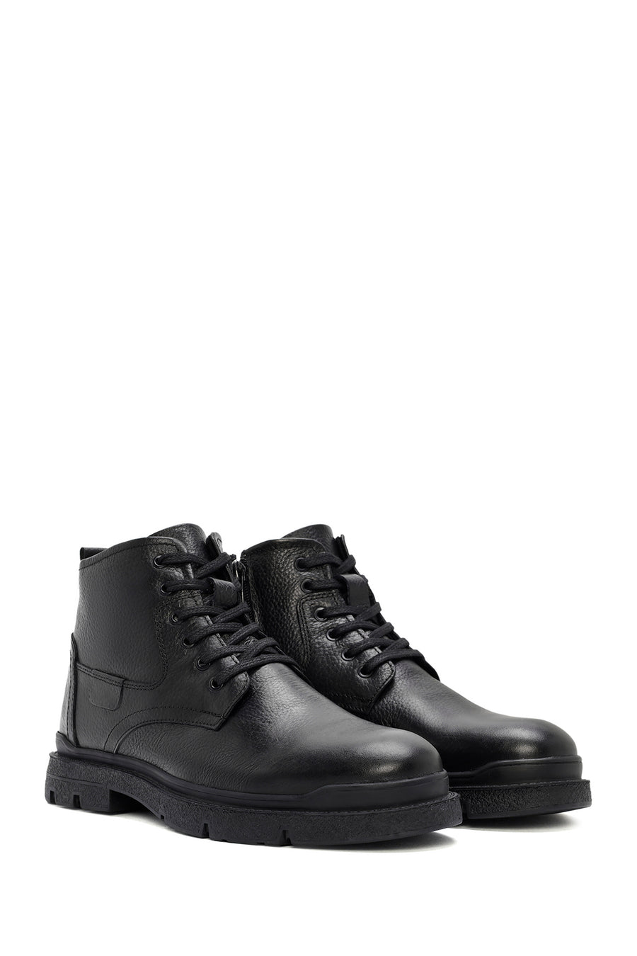Male Black Zip Closure Leather Casual Boots