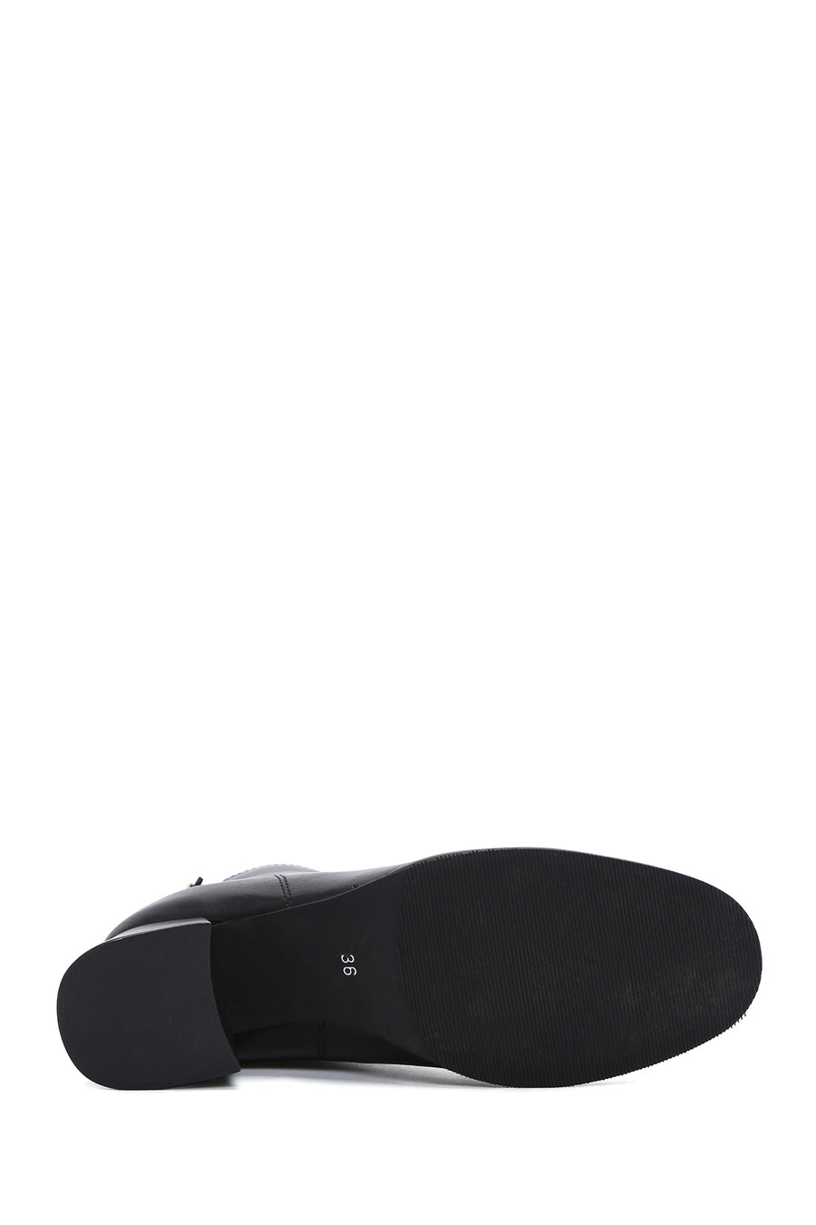Women's Black Zipper Heeled Leather Boots