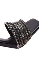 Women's Black Stone Heeled Sandals | Derimod