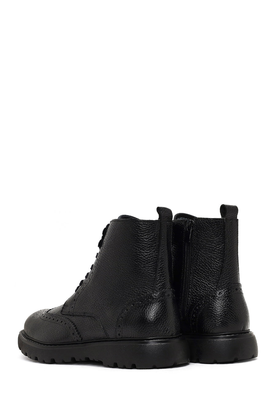 Men's Black Zippered Leather Boots